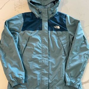 The North Face Women's Blue Full Zip Windbreaker Rain Coat Size Small Dry Vent
